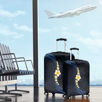 Pacific Hibiscus and Plumeria with Tapa Pattern Luggage Cover Dark Blue Color LT03 - Polynesian Pride