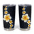 Pacific Hibiscus and Plumeria with Tapa Pattern Tumbler Cup Dark Blue Color