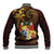 Tonga Ngatu and Hibiscus with Polynesian Tattoo Baseball Jacket Gold and Oxblood Color