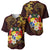 Tonga Ngatu and Hibiscus with Polynesian Tattoo Baseball Jersey Gold and Oxblood Color