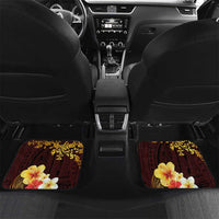Tonga Ngatu and Hibiscus with Polynesian Tattoo Car Mats Gold and Oxblood Color