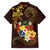 Tonga Ngatu and Hibiscus with Polynesian Tattoo Hawaiian Shirt Gold and Oxblood Color