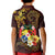 Tonga Ngatu and Hibiscus with Polynesian Tattoo Kid Polo Shirt Gold and Oxblood Color