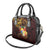 Tonga Ngatu and Hibiscus with Polynesian Tattoo Shoulder Handbag Gold and Oxblood Color