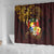 Tonga Ngatu and Hibiscus with Polynesian Tattoo Shower Curtain Gold and Oxblood Color