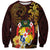 Tonga Ngatu and Hibiscus with Polynesian Tattoo Sweatshirt Gold and Oxblood Color