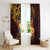 Tonga Ngatu and Hibiscus with Polynesian Tattoo Window Curtain Gold and Oxblood Color