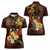 Tonga Ngatu and Hibiscus with Polynesian Tattoo Women Polo Shirt Gold and Oxblood Color