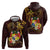 Tonga Ngatu and Hibiscus with Polynesian Tattoo Zip Hoodie Gold and Oxblood Color