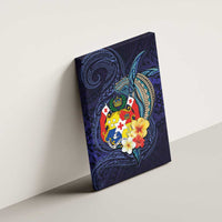 Tonga Vava'u Humpback Whale Blue Water Canvas Wall Art Polynesian Hibiscus Flowers