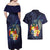 Tonga Vava'u Humpback Whale Blue Water Couples Matching Off Shoulder Maxi Dress and Hawaiian Shirt Polynesian Hibiscus Flowers