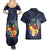 Tonga Vava'u Humpback Whale Blue Water Couples Matching Summer Maxi Dress and Hawaiian Shirt Polynesian Hibiscus Flowers