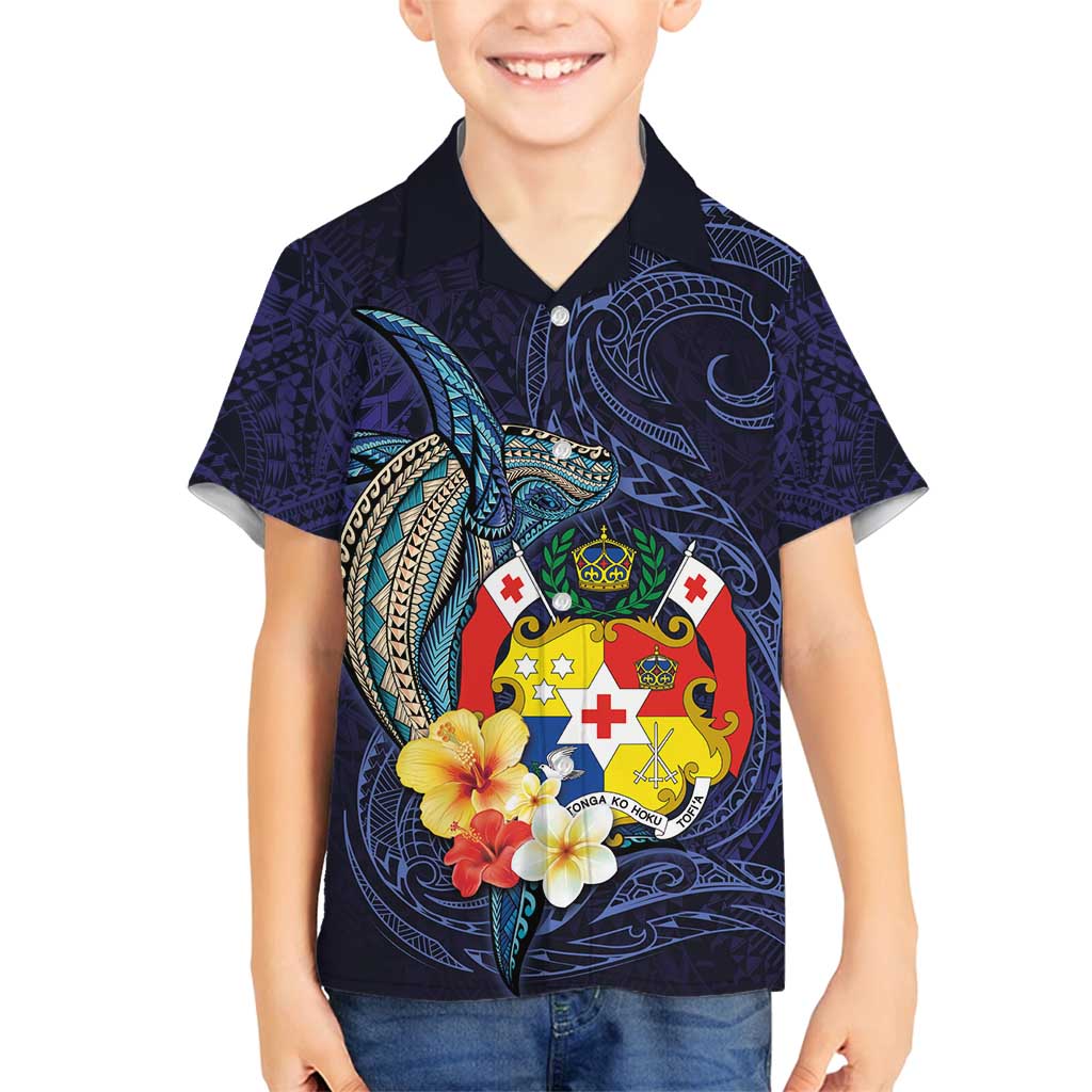 Tonga Vava'u Humpback Whale Blue Water Family Matching Long Sleeve Bodycon Dress and Hawaiian Shirt Polynesian Hibiscus Flowers LT03 Son's Shirt Blue - Polynesian Pride