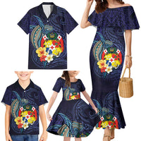 Tonga Vava'u Humpback Whale Blue Water Family Matching Mermaid Dress and Hawaiian Shirt Polynesian Hibiscus Flowers LT03 - Polynesian Pride