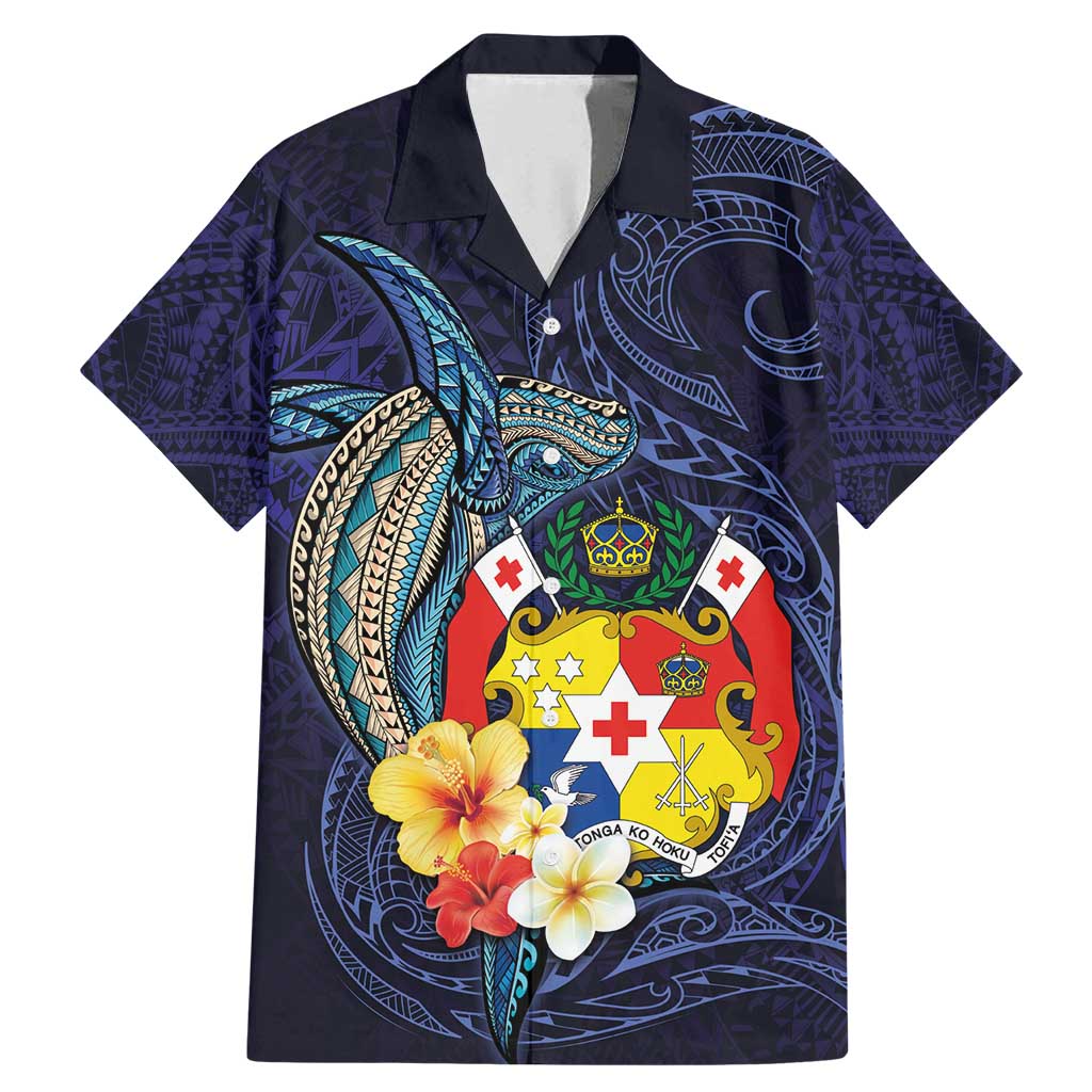 Tonga Vava'u Humpback Whale Blue Water Family Matching Mermaid Dress and Hawaiian Shirt Polynesian Hibiscus Flowers LT03 Dad's Shirt - Short Sleeve Blue - Polynesian Pride