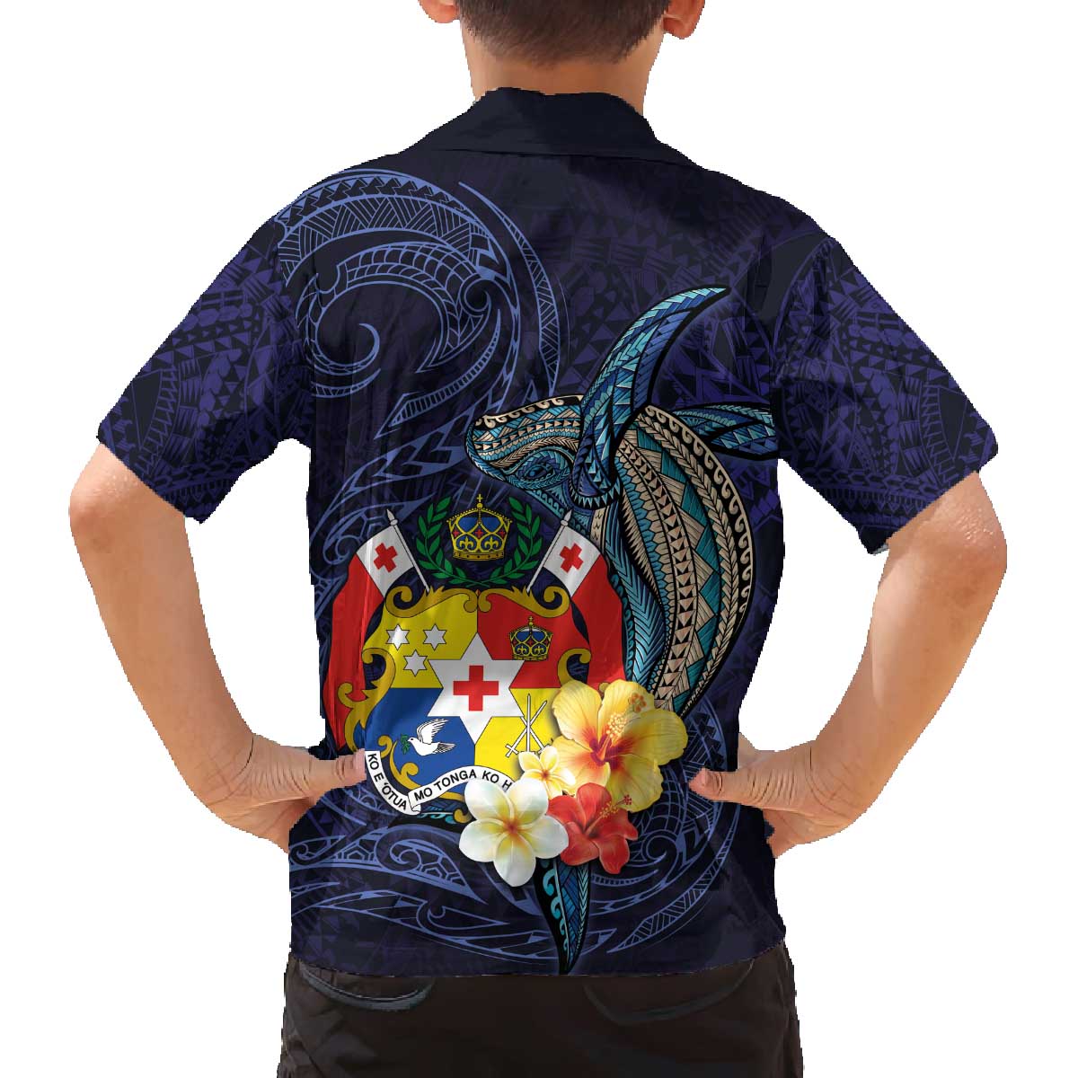 Tonga Vava'u Humpback Whale Blue Water Family Matching Puletasi and Hawaiian Shirt Polynesian Hibiscus Flowers LT03 - Polynesian Pride