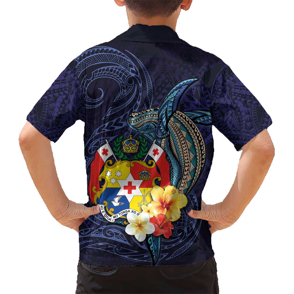 Tonga Vava'u Humpback Whale Blue Water Family Matching Short Sleeve Bodycon Dress and Hawaiian Shirt Polynesian Hibiscus Flowers LT03 - Polynesian Pride