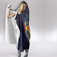 Tonga Vava'u Humpback Whale Blue Water Hooded Blanket Polynesian Hibiscus Flowers