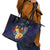 Tonga Vava'u Humpback Whale Blue Water Leather Tote Bag Polynesian Hibiscus Flowers