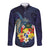 Tonga Vava'u Humpback Whale Blue Water Long Sleeve Button Shirt Polynesian Hibiscus Flowers