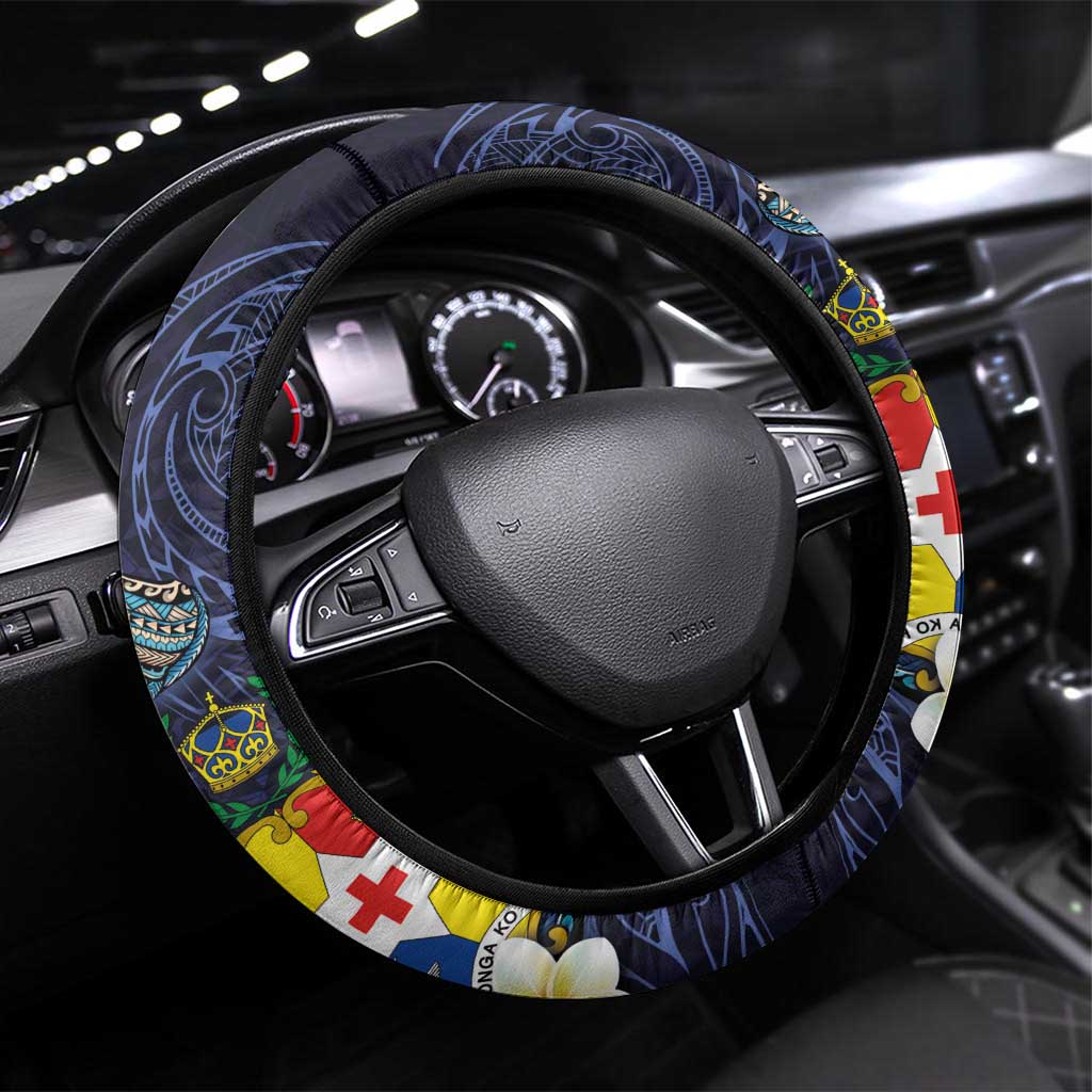 Tonga Vava'u Humpback Whale Blue Water Steering Wheel Cover Polynesian Hibiscus Flowers