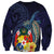 Tonga Vava'u Humpback Whale Blue Water Sweatshirt Polynesian Hibiscus Flowers