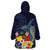 Tonga Vava'u Humpback Whale Blue Water Wearable Blanket Hoodie Polynesian Hibiscus Flowers