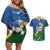 Solomon Islands Polynesian Tribal Shark and Crocodile Couples Matching Off Shoulder Short Dress and Hawaiian Shirt