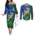 Solomon Islands Polynesian Tribal Shark and Crocodile Couples Matching Off The Shoulder Long Sleeve Dress and Long Sleeve Button Shirt