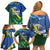 Solomon Islands Polynesian Tribal Shark and Crocodile Family Matching Off Shoulder Short Dress and Hawaiian Shirt