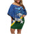 Solomon Islands Polynesian Tribal Shark and Crocodile Family Matching Off Shoulder Short Dress and Hawaiian Shirt