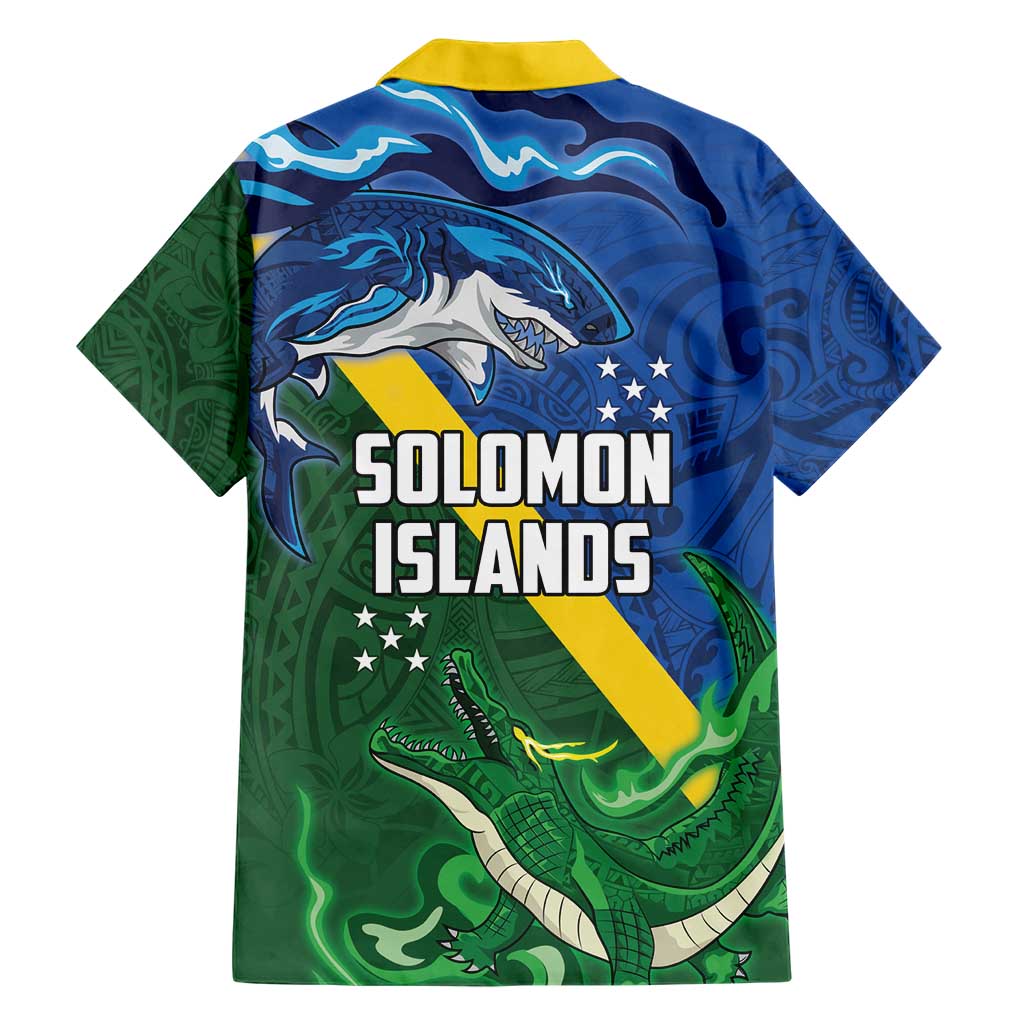 Solomon Islands Polynesian Tribal Shark and Crocodile Family Matching Short Sleeve Bodycon Dress and Hawaiian Shirt