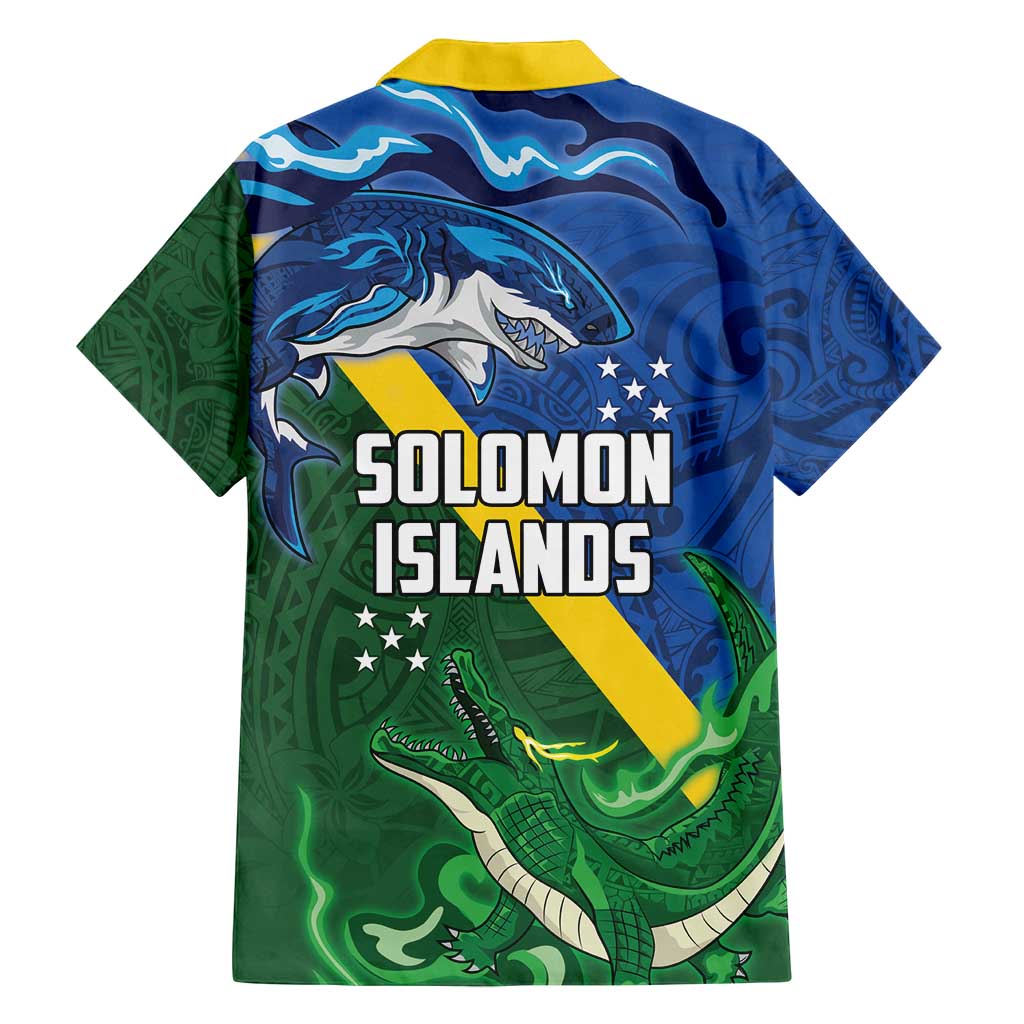 Solomon Islands Polynesian Tribal Shark and Crocodile Family Matching Summer Maxi Dress and Hawaiian Shirt