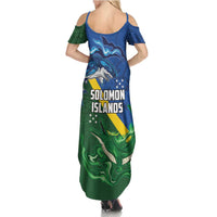 Solomon Islands Polynesian Tribal Shark and Crocodile Family Matching Summer Maxi Dress and Hawaiian Shirt