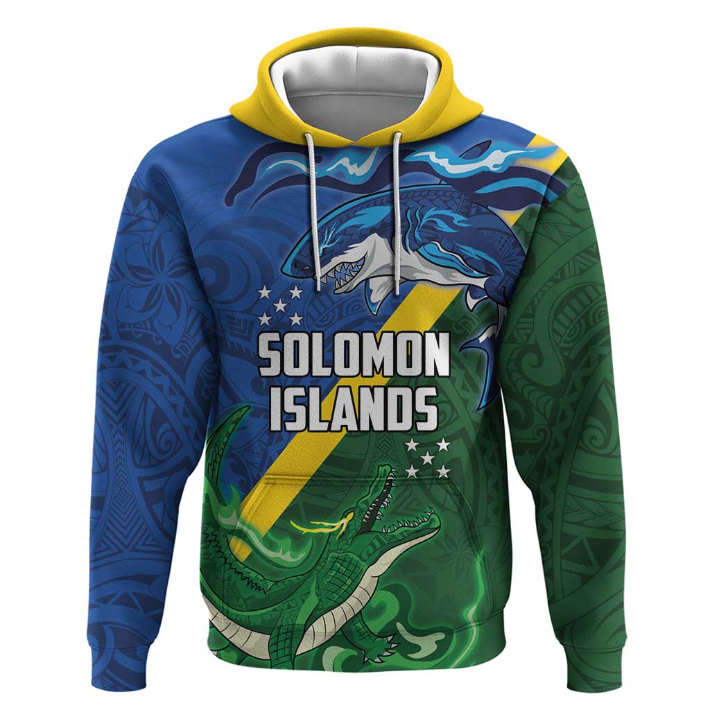 Solomon Islands Polynesian Tribal Shark and Crocodile Hoodie