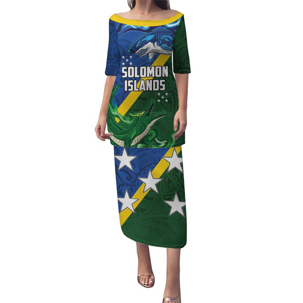 Solomon Islands Polynesian Tribal Shark and Crocodile Puletasi