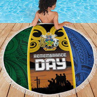 Solomon Islands Remembrance Day Beach Blanket Lest We Forget and Polynesian Tattoo Pattern LT03 - Polynesian Pride