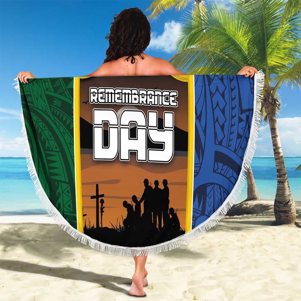 Solomon Islands Remembrance Day Beach Blanket Lest We Forget and Polynesian Tattoo Pattern LT03 - Polynesian Pride