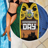Solomon Islands Remembrance Day Beach Blanket Lest We Forget and Polynesian Tattoo Pattern LT03 - Polynesian Pride