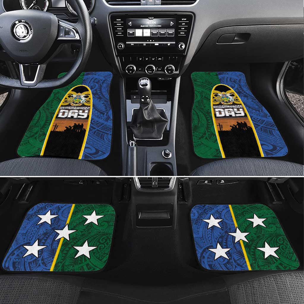 Solomon Islands Remembrance Day Car Mats Lest We Forget and Polynesian Tattoo Pattern