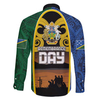 Solomon Islands Remembrance Day Family Matching Off Shoulder Short Dress and Hawaiian Shirt Lest We Forget and Polynesian Tattoo Pattern