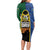 Solomon Islands Remembrance Day Long Sleeve Bodycon Dress Lest We Forget and Polynesian Tattoo Pattern