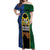 Solomon Islands Remembrance Day Off Shoulder Maxi Dress Lest We Forget and Polynesian Tattoo Pattern