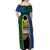 Solomon Islands Remembrance Day Off Shoulder Maxi Dress Lest We Forget and Polynesian Tattoo Pattern