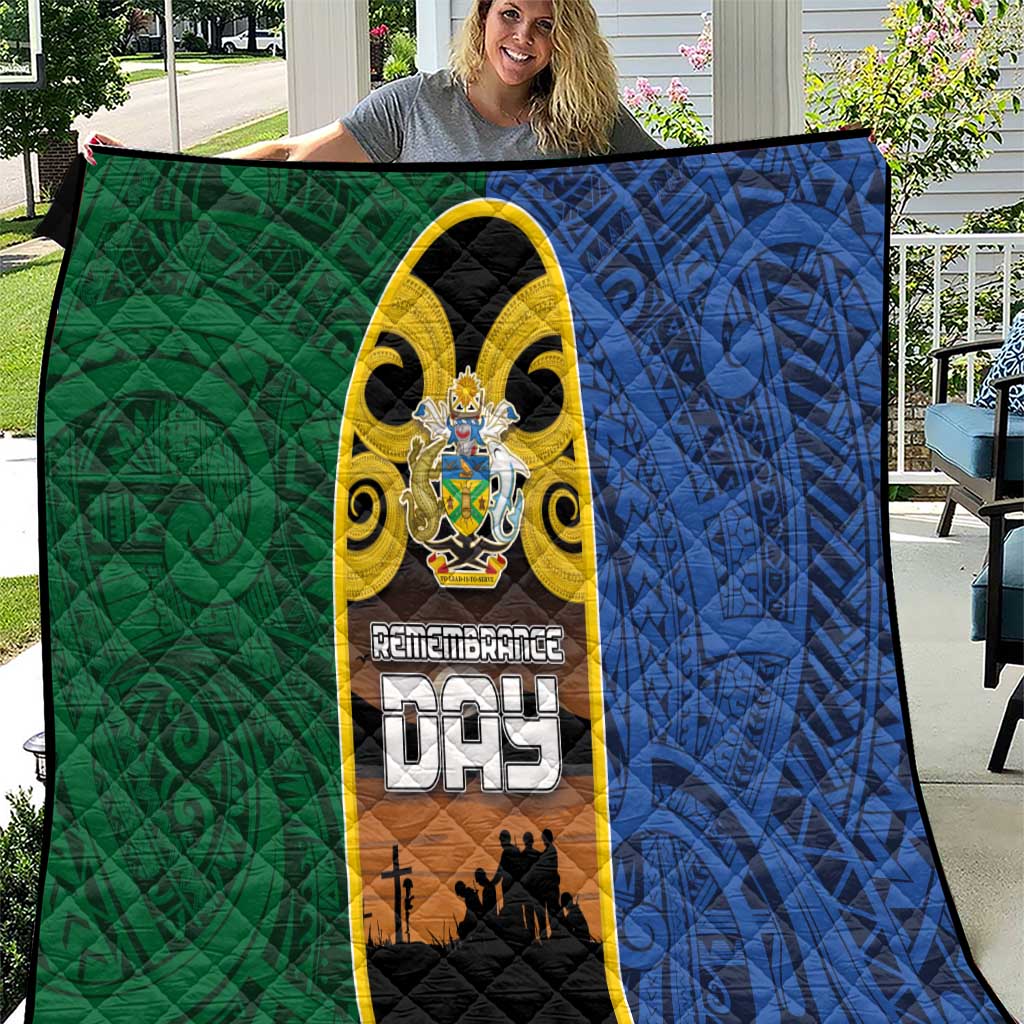 Solomon Islands Remembrance Day Quilt Lest We Forget and Polynesian Tattoo Pattern