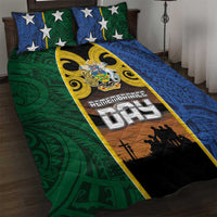 Solomon Islands Remembrance Day Quilt Bed Set Lest We Forget and Polynesian Tattoo Pattern LT03 Black - Polynesian Pride