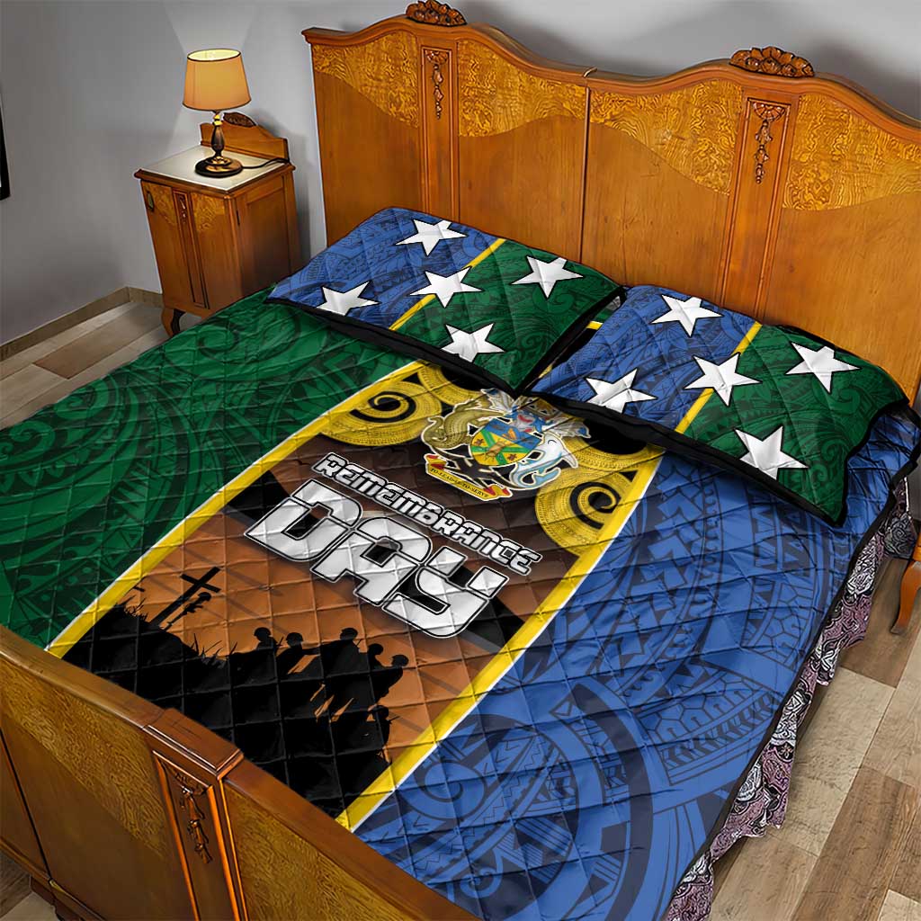Solomon Islands Remembrance Day Quilt Bed Set Lest We Forget and Polynesian Tattoo Pattern LT03 - Polynesian Pride