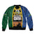 Solomon Islands Remembrance Day Sleeve Zip Bomber Jacket Lest We Forget and Polynesian Tattoo Pattern