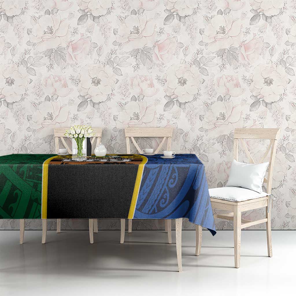 Solomon Islands Remembrance Day Tablecloth Lest We Forget and Polynesian Tattoo Pattern