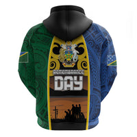 Solomon Islands Remembrance Day Zip Hoodie Lest We Forget and Polynesian Tattoo Pattern LT03 - Polynesian Pride